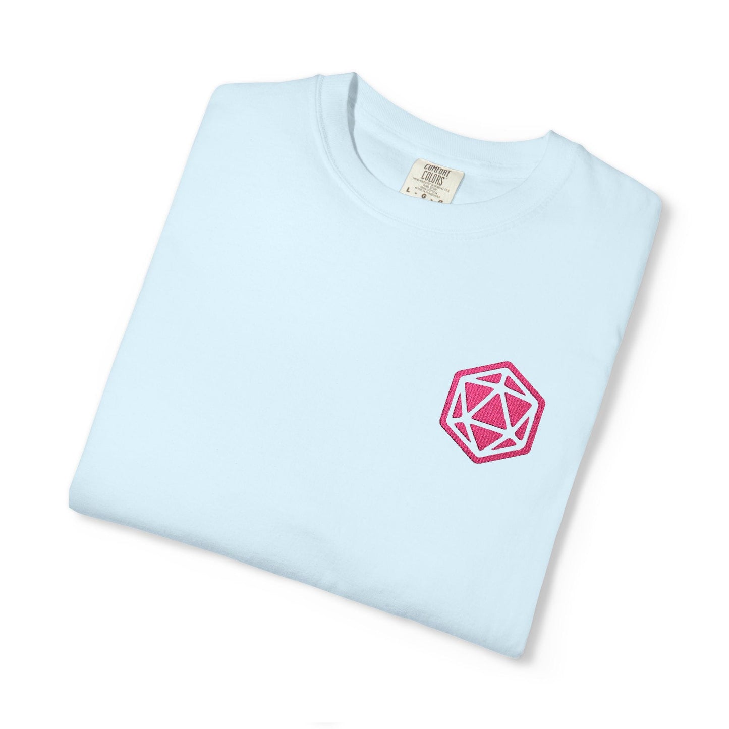 Printify T-Shirt Chambray / S Pink D20 Embroidery T-Shirt - Comfort Colors
