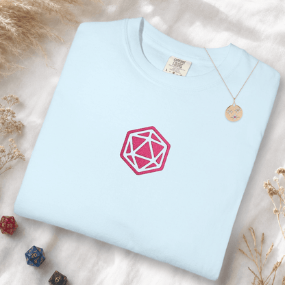 Printify T-Shirt Chambray / S Pink D20 Embroidery T-Shirt - Comfort Colors
