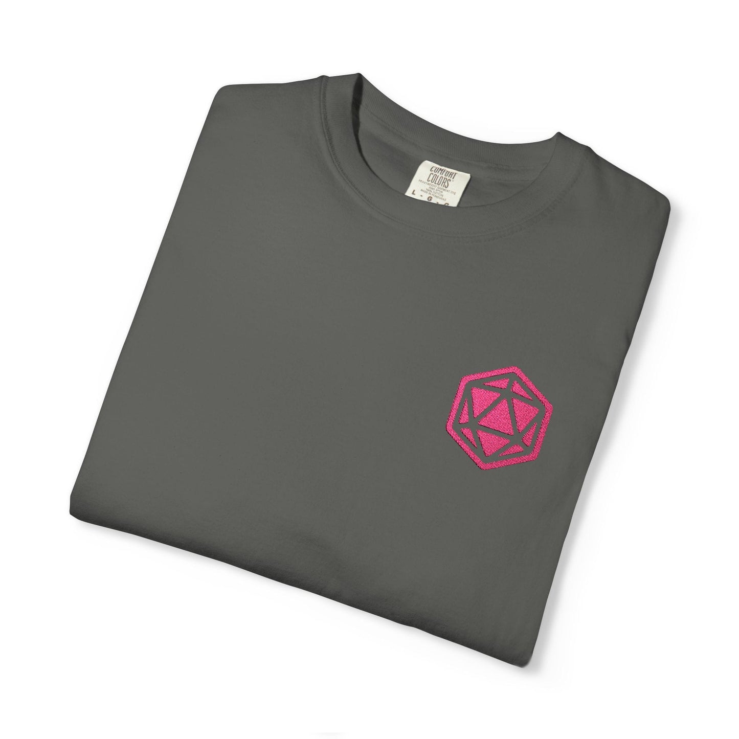 Printify T-Shirt Pepper / S Pink D20 Embroidery T-Shirt - Comfort Colors