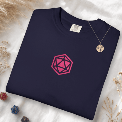 Printify T-Shirt True Navy / S Pink D20 Embroidery T-Shirt - Comfort Colors