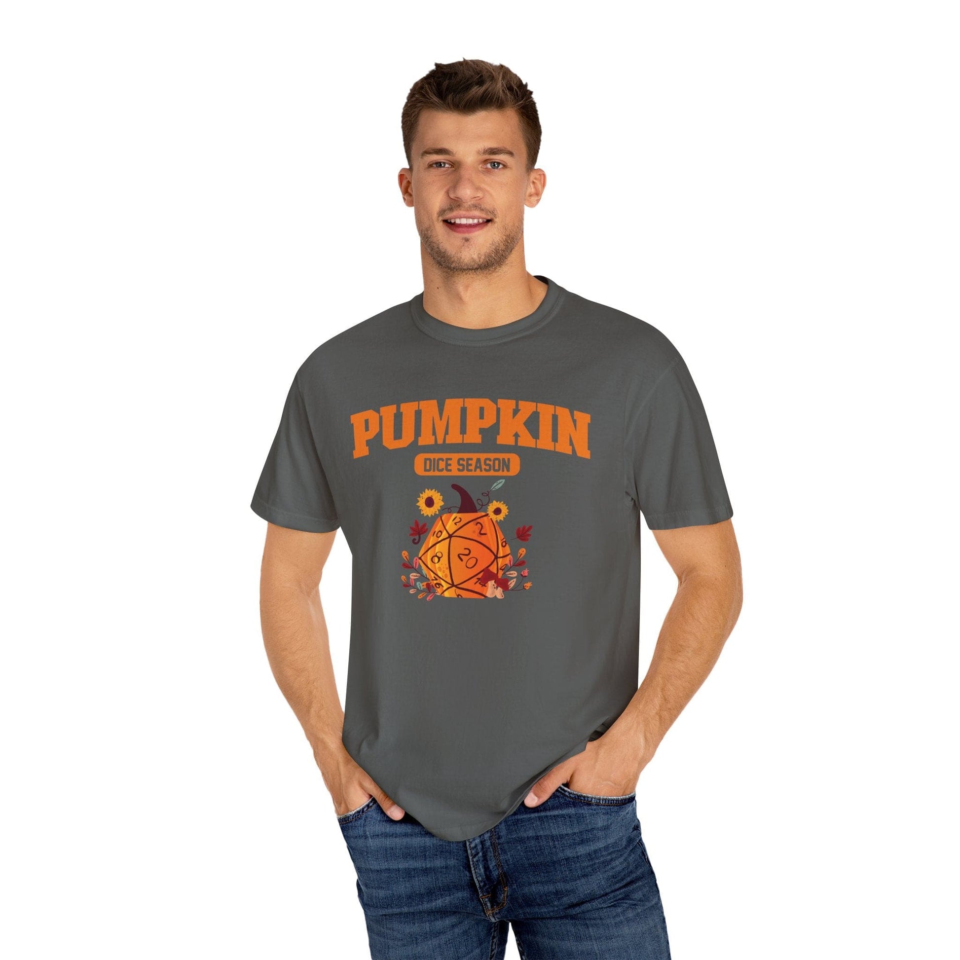 Printify T-Shirt Pumpkin Dice Season – Fall D&D T-Shirt - Comfort Colors