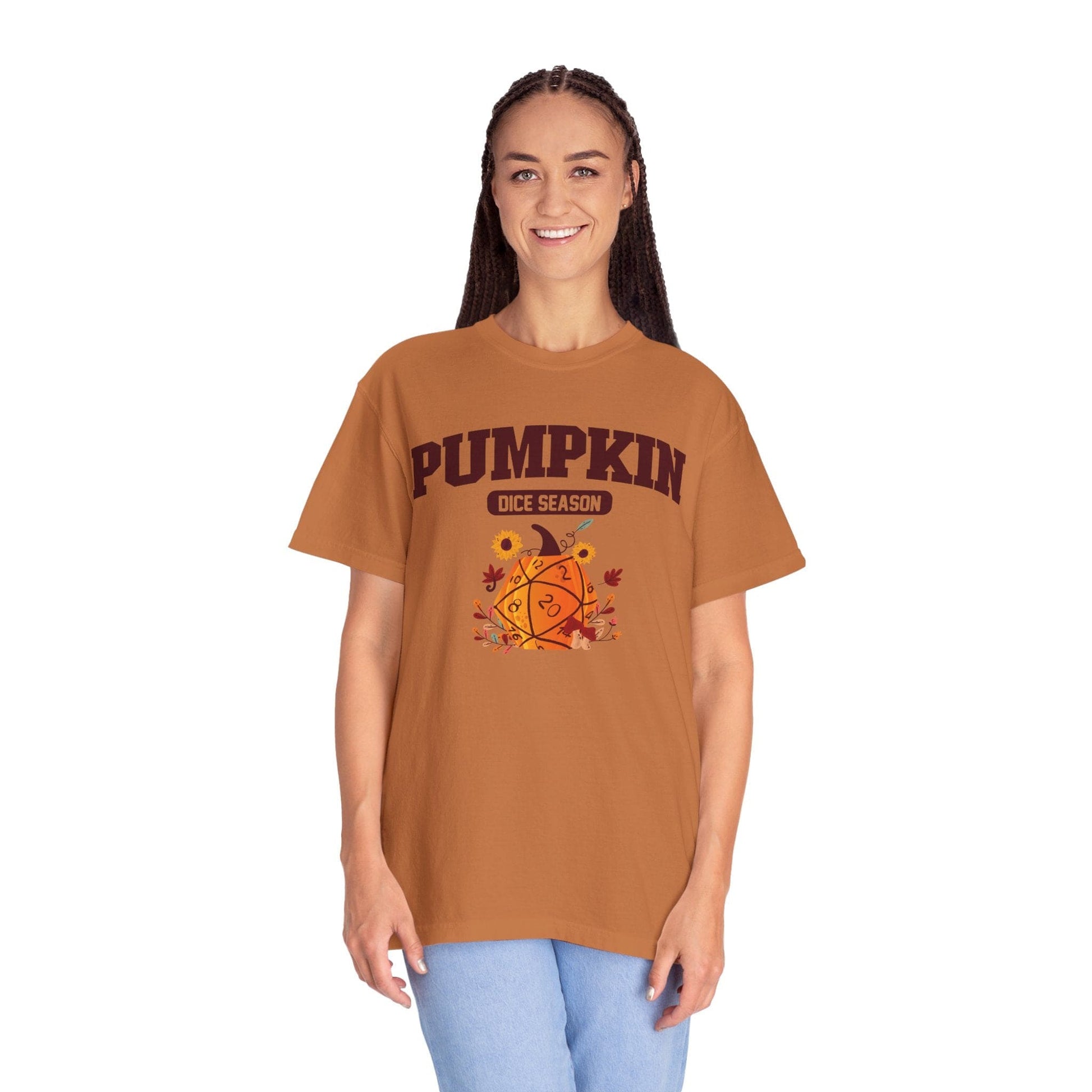 Printify T-Shirt Pumpkin Dice Season – Fall D&D T-Shirt - Comfort Colors