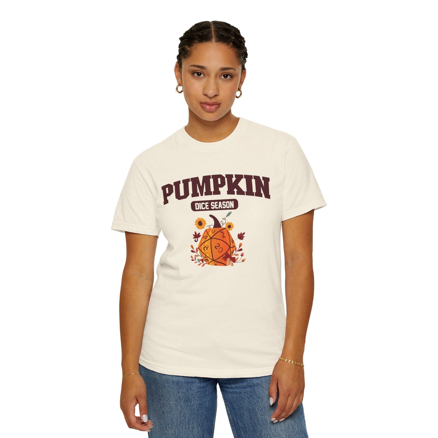 Printify T-Shirt Pumpkin Dice Season – Fall D&D T-Shirt - Comfort Colors
