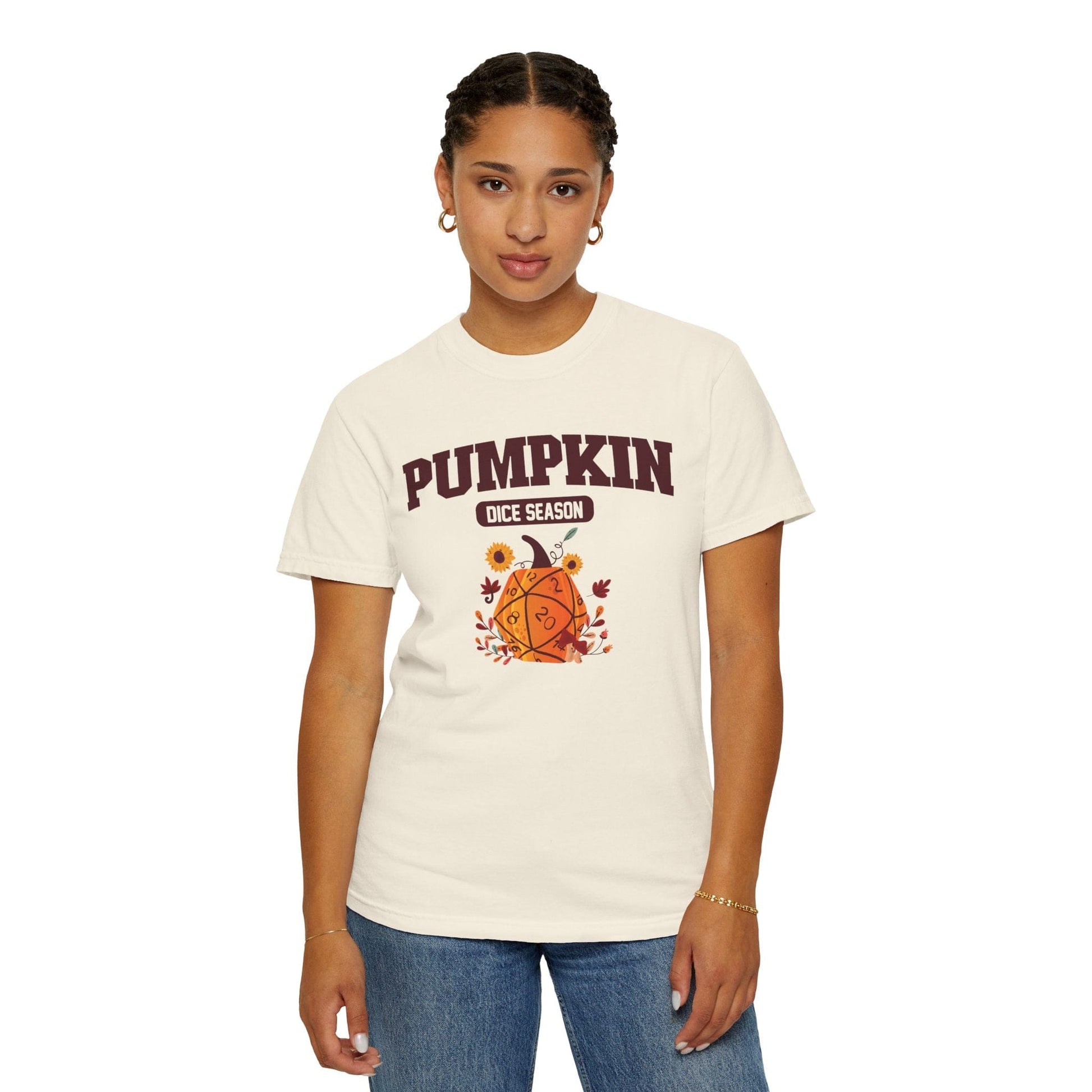 Printify T-Shirt Pumpkin Dice Season – Fall D&D T-Shirt - Comfort Colors