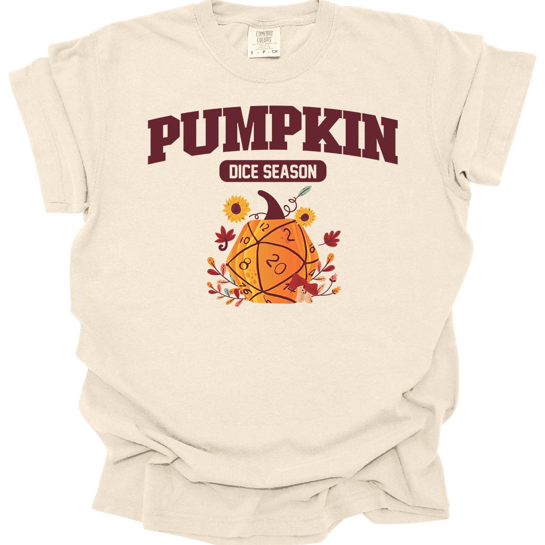 Printify T-Shirt Ivory / S Pumpkin Dice Season – Fall D&D T-Shirt - Comfort Colors