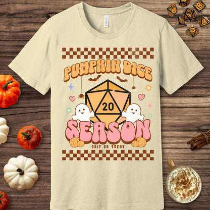 Printify T-Shirt Pumpkin Dice Season Retro Groovy T-shirt