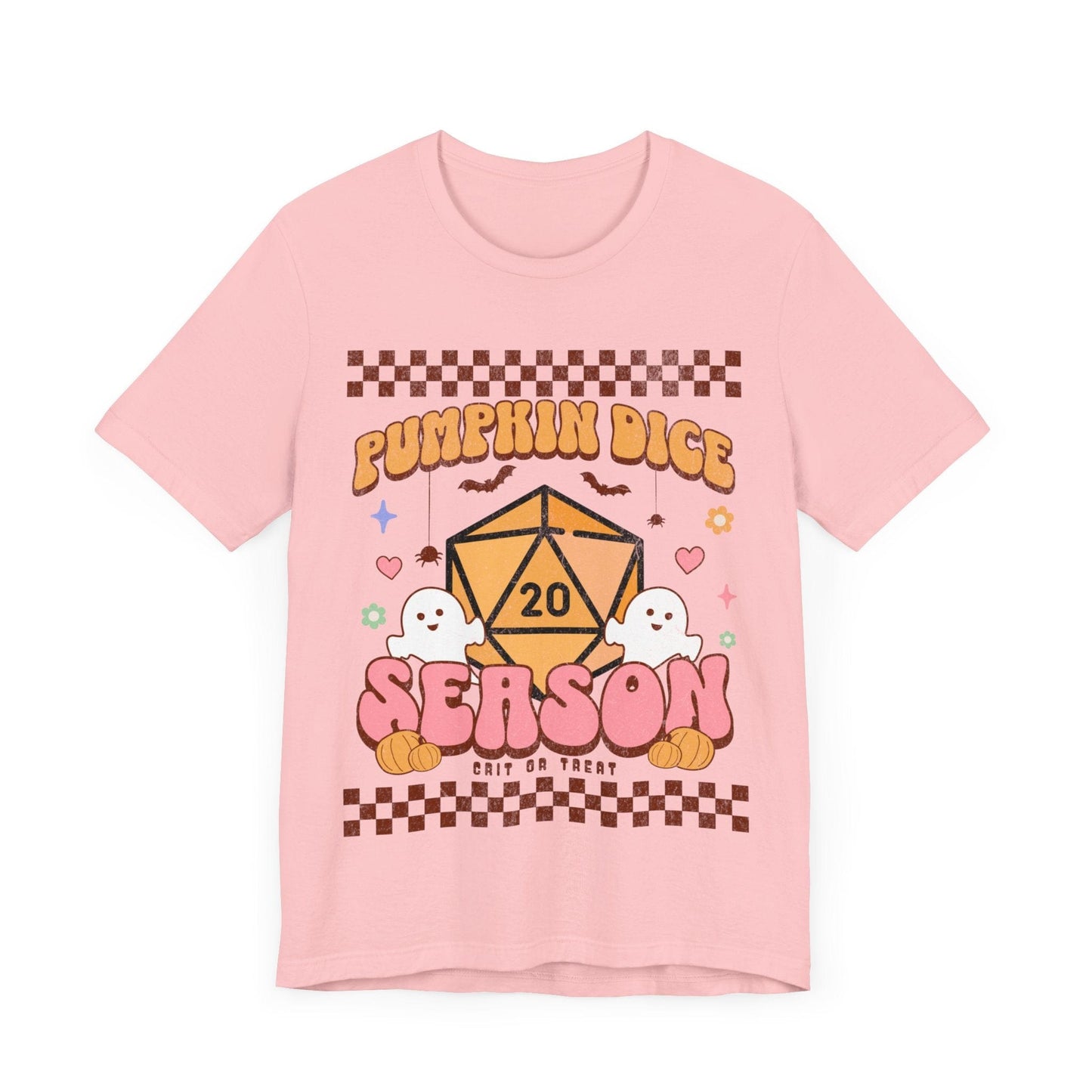 Printify T-Shirt Pink / S Pumpkin Dice Season Retro Groovy T-shirt