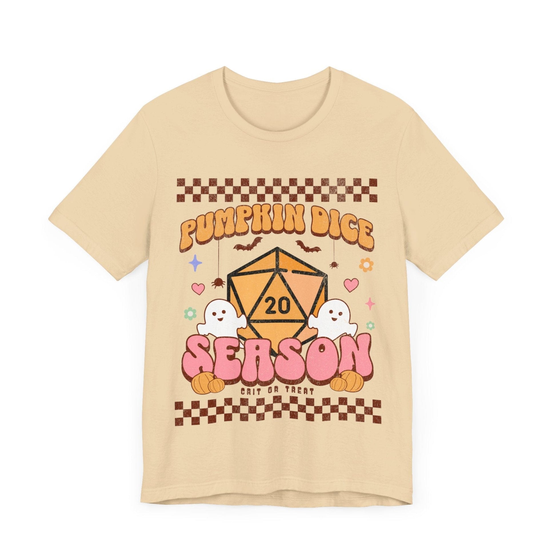 Printify T-Shirt Soft Cream / S Pumpkin Dice Season Retro Groovy T-shirt