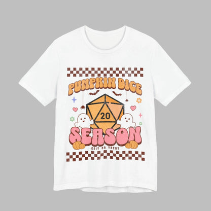 Printify T-Shirt White / S Pumpkin Dice Season Retro Groovy T-shirt