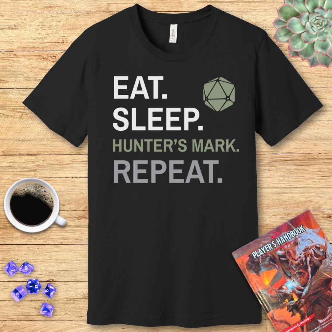 Printify T-Shirt Ranger Class T-Shirt – 'Eat, Sleep, Hunter's Mark, Repeat'