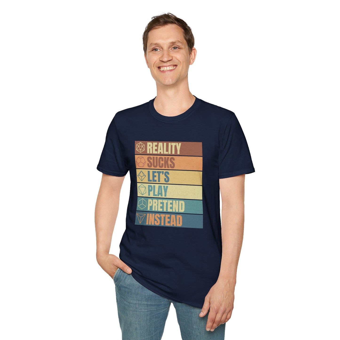 Printify T-Shirt Reality Sucks Let's Play Pretend Funny DnD T-Shirt