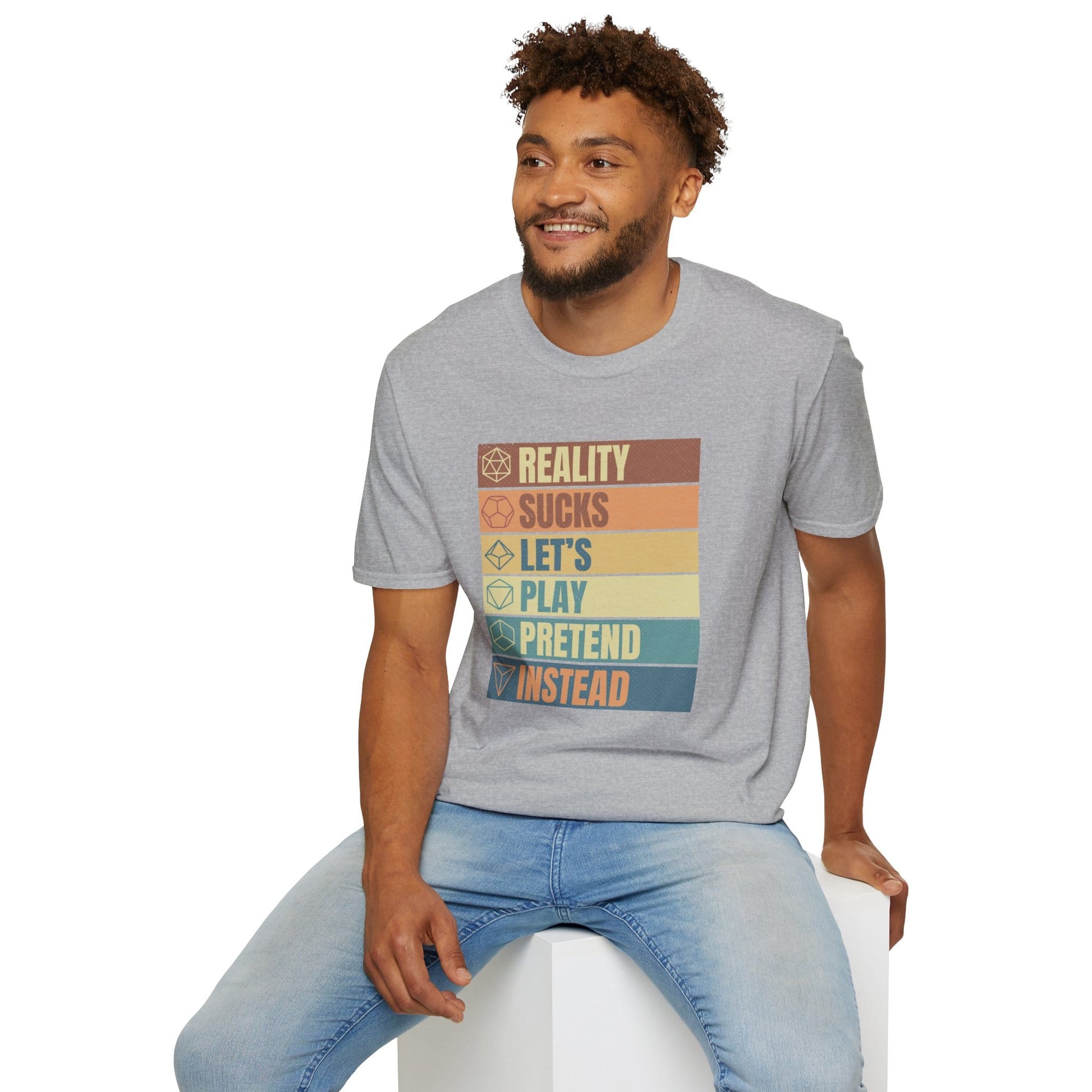 Printify T-Shirt Reality Sucks Let's Play Pretend Funny DnD T-Shirt