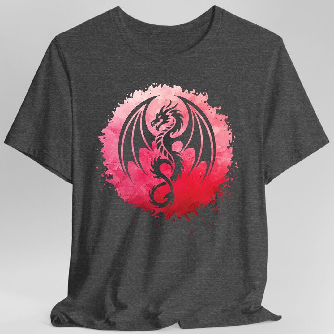 Printify T-Shirt Dark Heather / S Red Dragon Silhouette T-Shirt