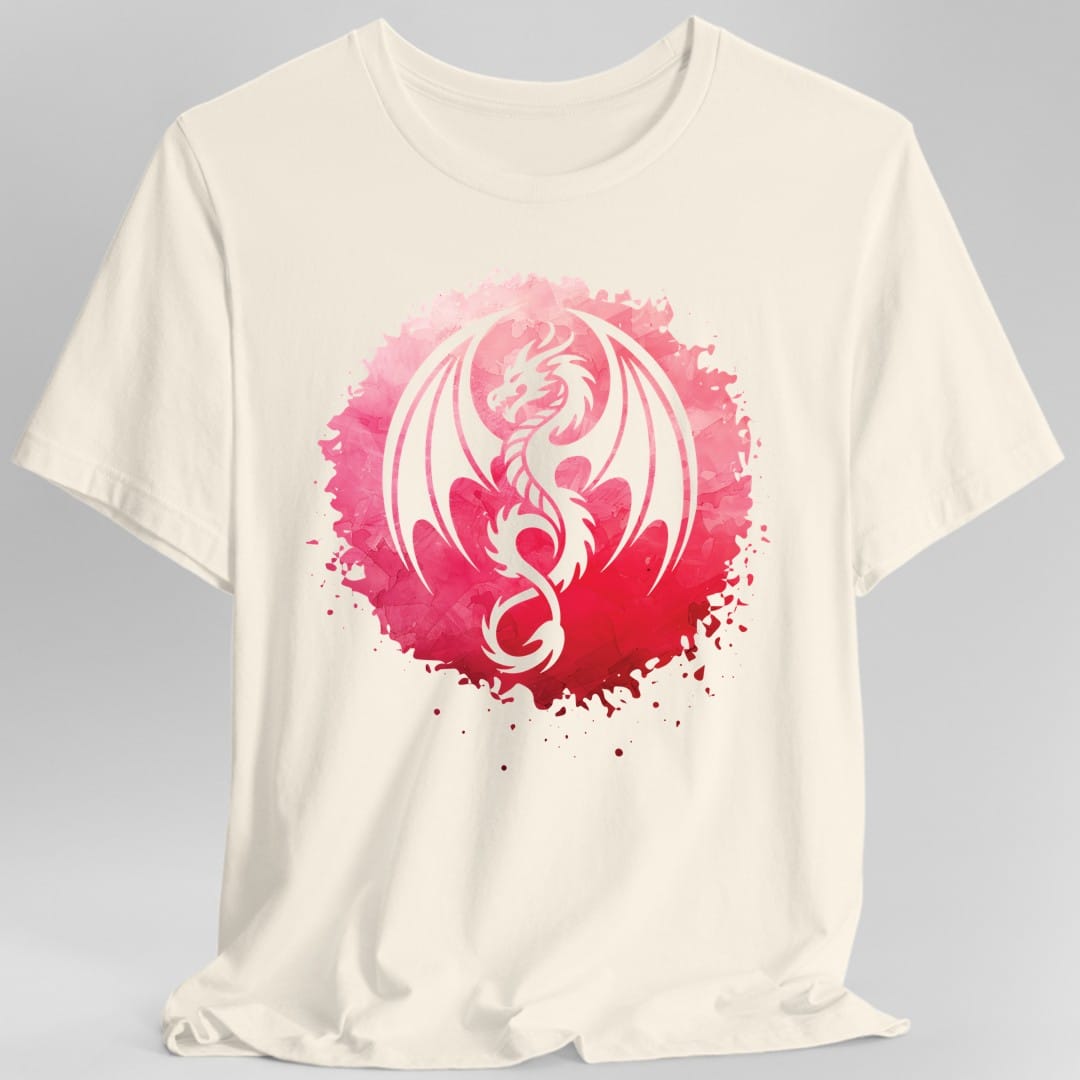 The same Red Dragon Silhouette design, on a natural t-shirt.