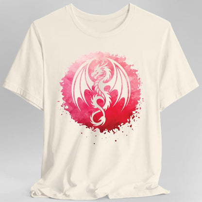 The same Red Dragon Silhouette design, on a natural t-shirt.