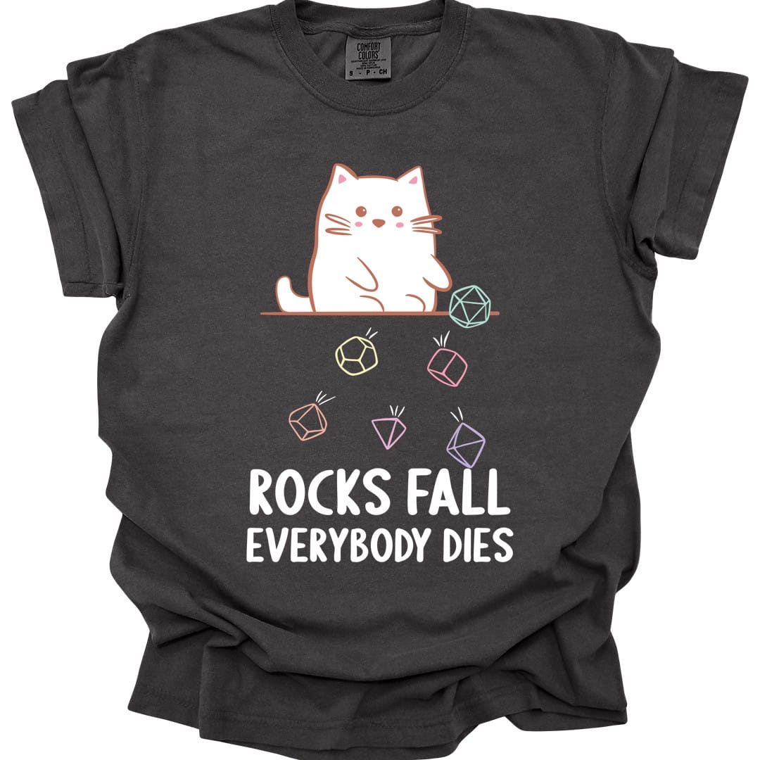 Printify T-Shirt Pepper / S Rocks Fall Everybody Dies Kawaii Cat T-Shirt - Comfort Colors