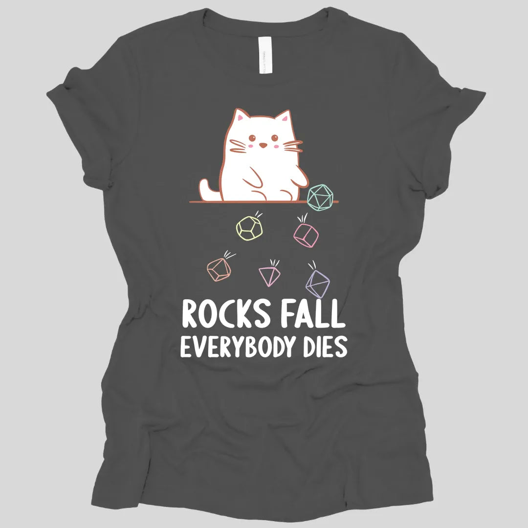 Printify T-Shirt Asphalt / S Rocks Fall Everybody Dies Kawaii CatWomen's T-shirt