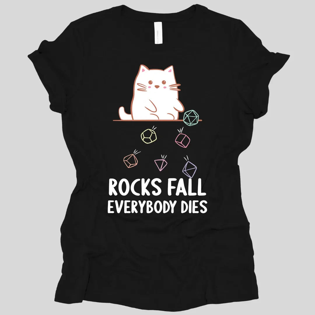 Printify T-Shirt Black / S Rocks Fall Everybody Dies Kawaii CatWomen's T-shirt