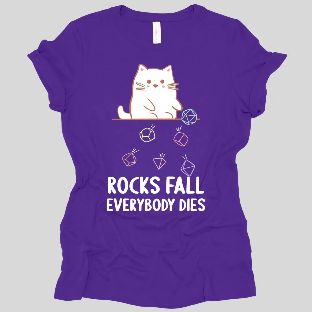 Printify T-Shirt Team Purple / S Rocks Fall Everybody Dies Kawaii CatWomen's T-shirt
