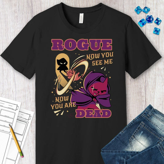 Printify T-Shirt Rogue DnD T-Shirt – Now You See Me, Now You're Dead