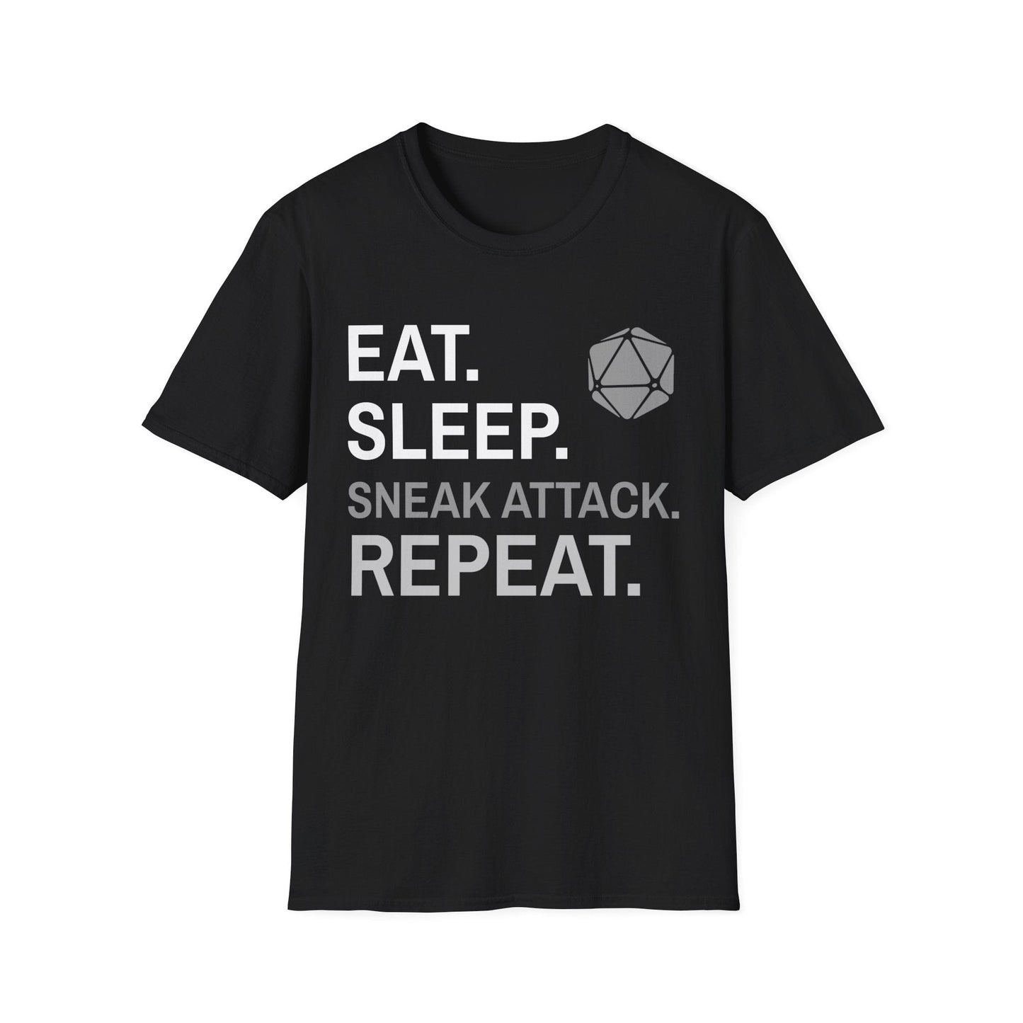 Printify T-Shirt Black / S Rogue T-Shirt – 'Eat, Sleep, Sneak Attack, Repeat'