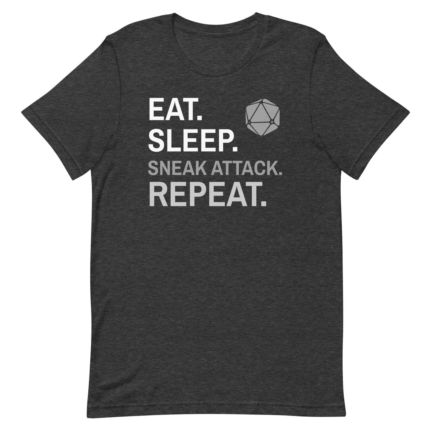 Printify T-Shirt Dark Grey Heather / S Rogue T-Shirt – 'Eat, Sleep, Sneak Attack, Repeat'