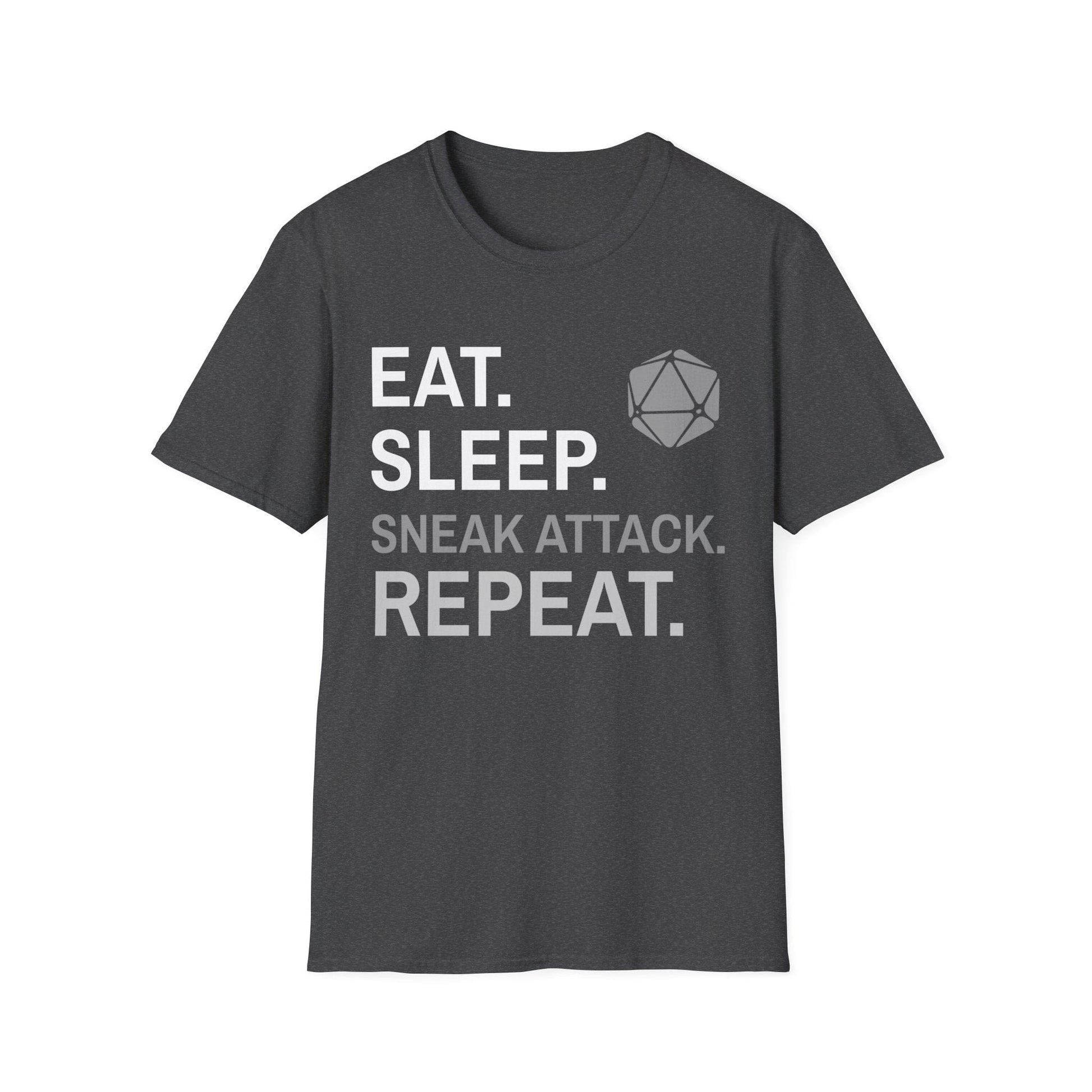Printify T-Shirt Dark Heather / S Rogue T-Shirt – 'Eat, Sleep, Sneak Attack, Repeat'