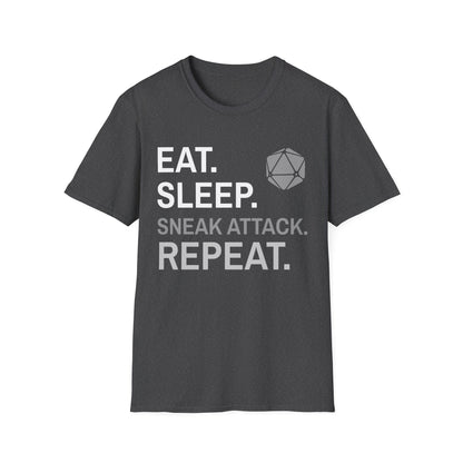 Printify T-Shirt Dark Heather / S Rogue T-Shirt – 'Eat, Sleep, Sneak Attack, Repeat'
