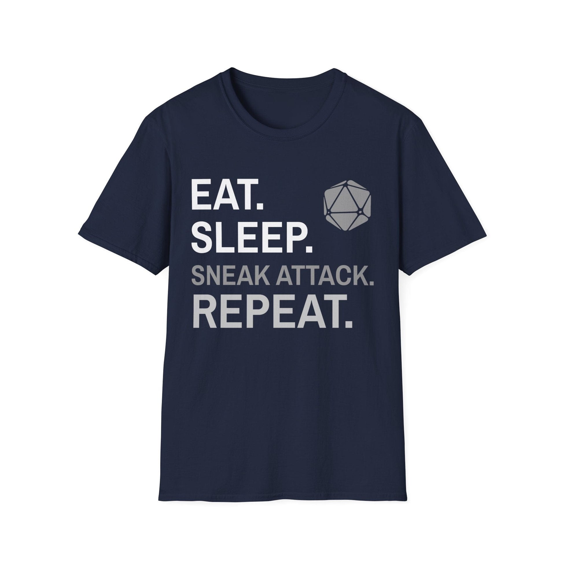 Printify T-Shirt Navy / S Rogue T-Shirt – 'Eat, Sleep, Sneak Attack, Repeat'