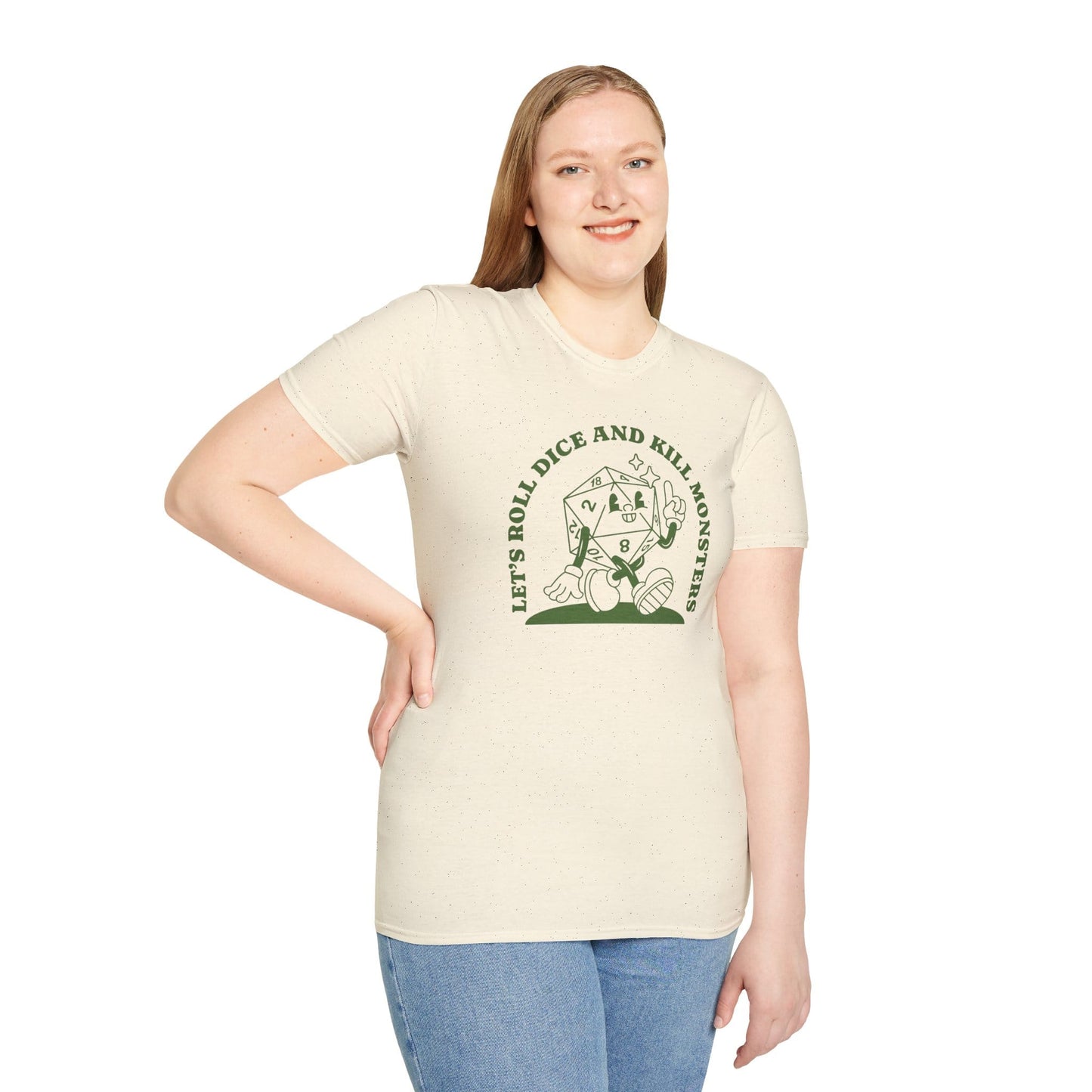 Printify T-Shirt Roll Dice & Kill Monsters Retro T-Shirt