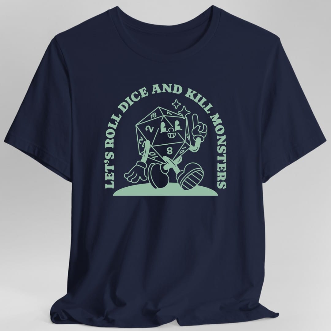 Printify T-Shirt Black / S Roll Dice & Kill Monsters Retro T-Shirt