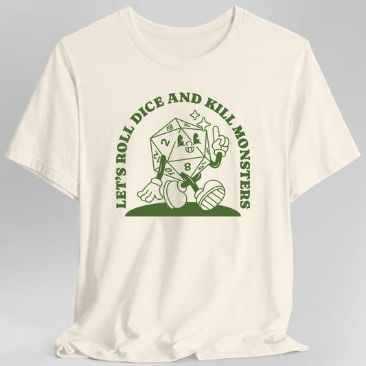 Printify T-Shirt Natural / S Roll Dice & Kill Monsters Retro T-Shirt