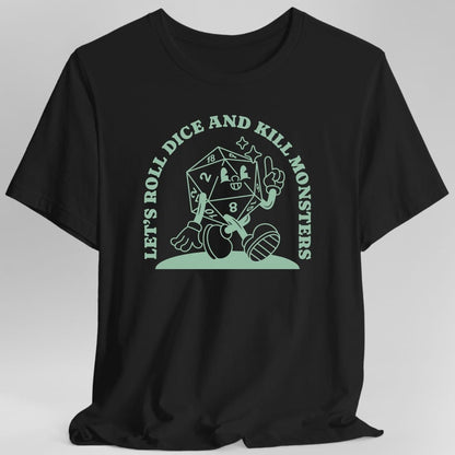 Printify T-Shirt Navy / S Roll Dice & Kill Monsters Retro T-Shirt