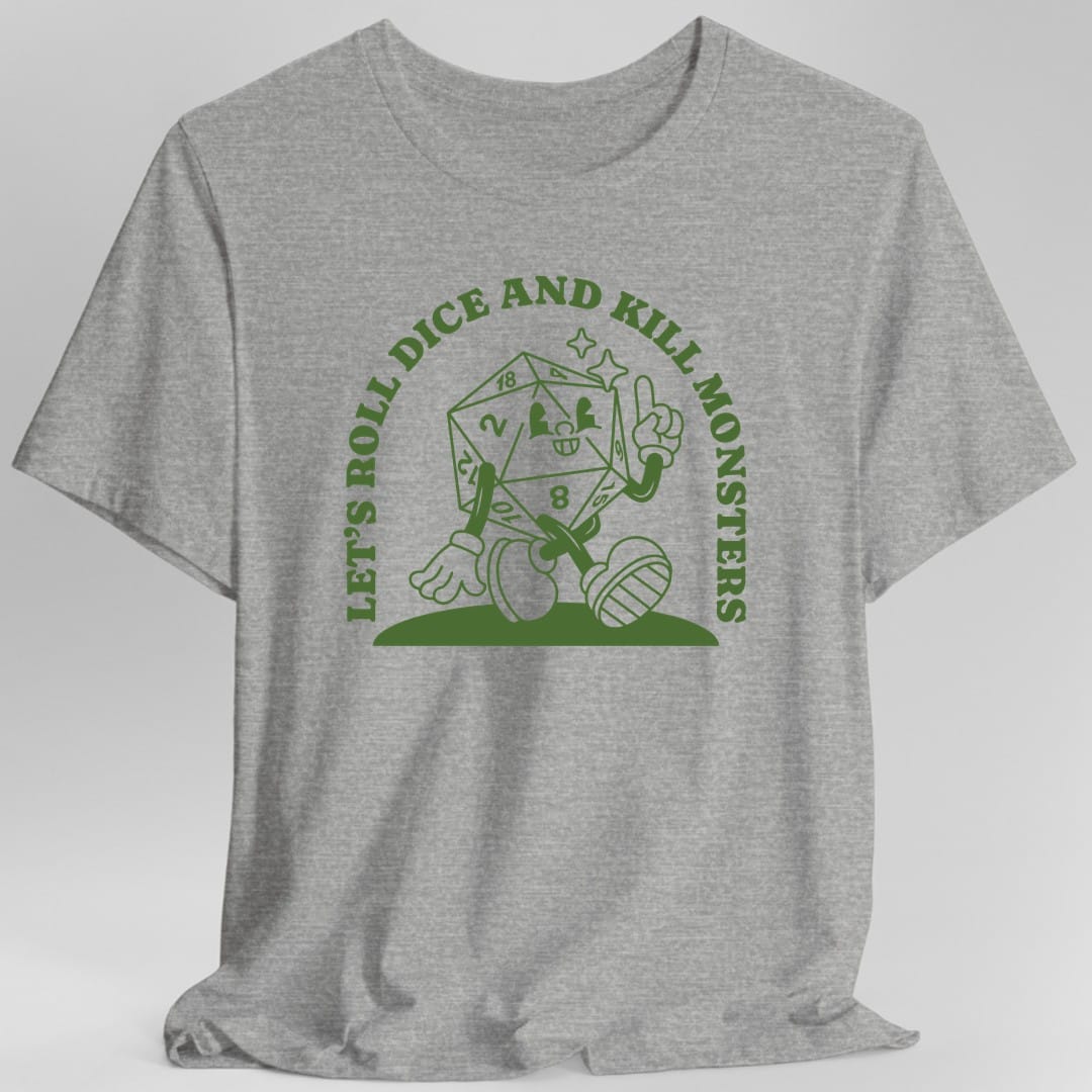 Printify T-Shirt Sport Grey / S Roll Dice & Kill Monsters Retro T-Shirt