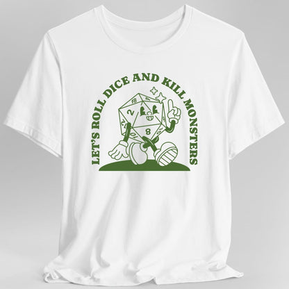Printify T-Shirt White / S Roll Dice & Kill Monsters Retro T-Shirt
