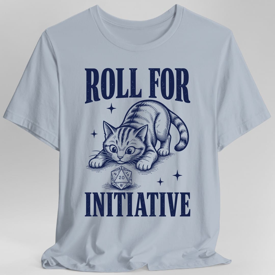 Printify T-Shirt Light Blue / S Roll For Initiative Woodcut Cat T-Shirt
