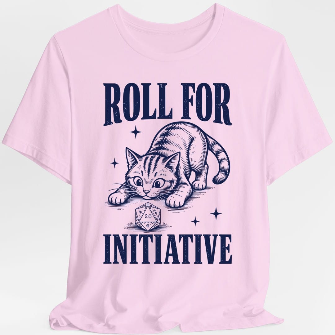 Printify T-Shirt Light Pink / S Roll For Initiative Woodcut Cat T-Shirt