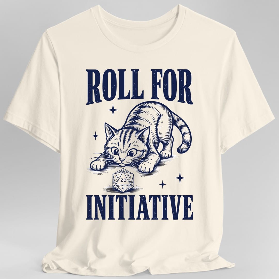 Printify T-Shirt Natural / S Roll For Initiative Woodcut Cat T-Shirt