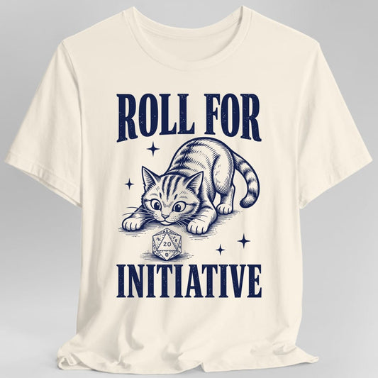 Printify T-Shirt Natural / S Roll For Initiative Woodcut Cat T-Shirt