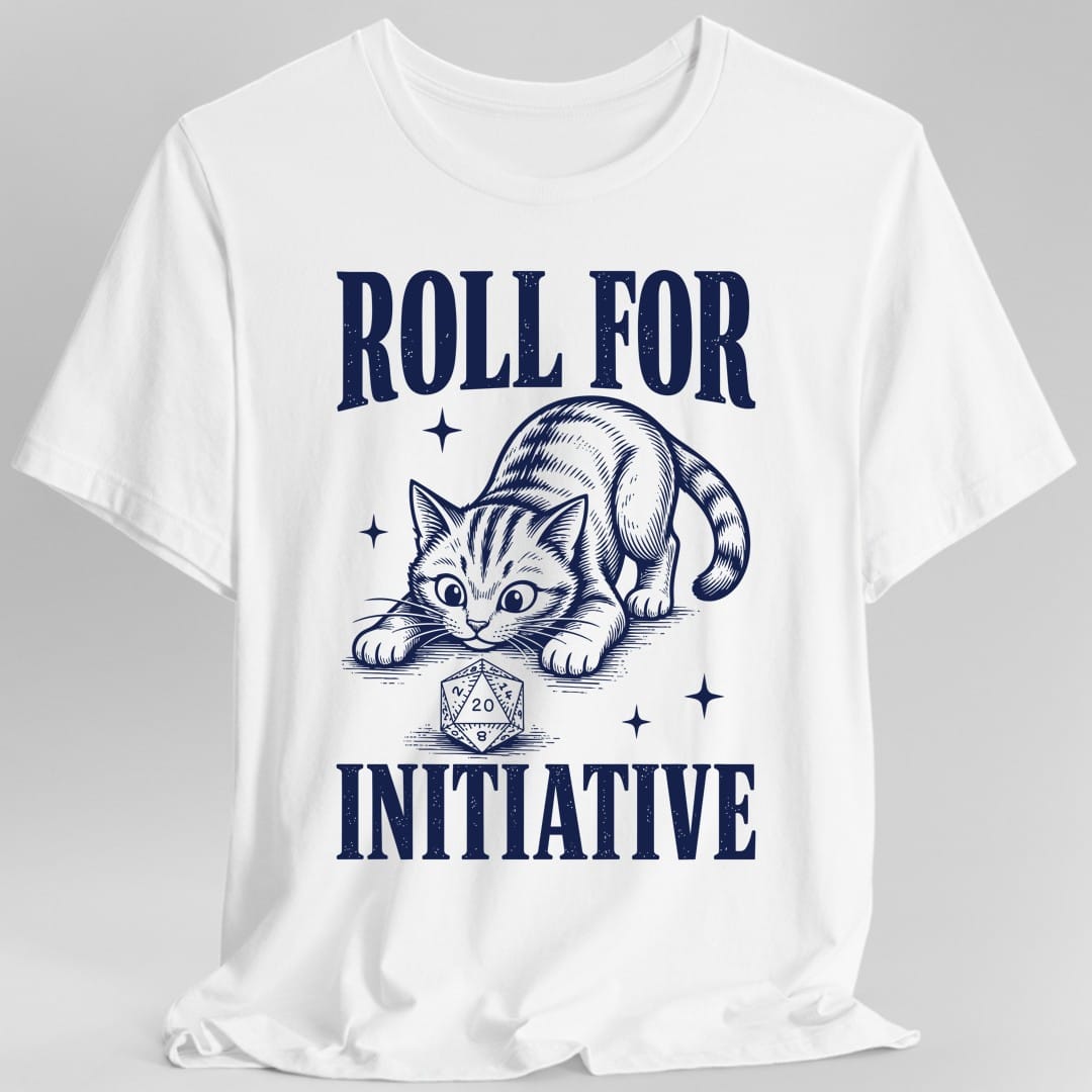 Printify T-Shirt White / S Roll For Initiative Woodcut Cat T-Shirt
