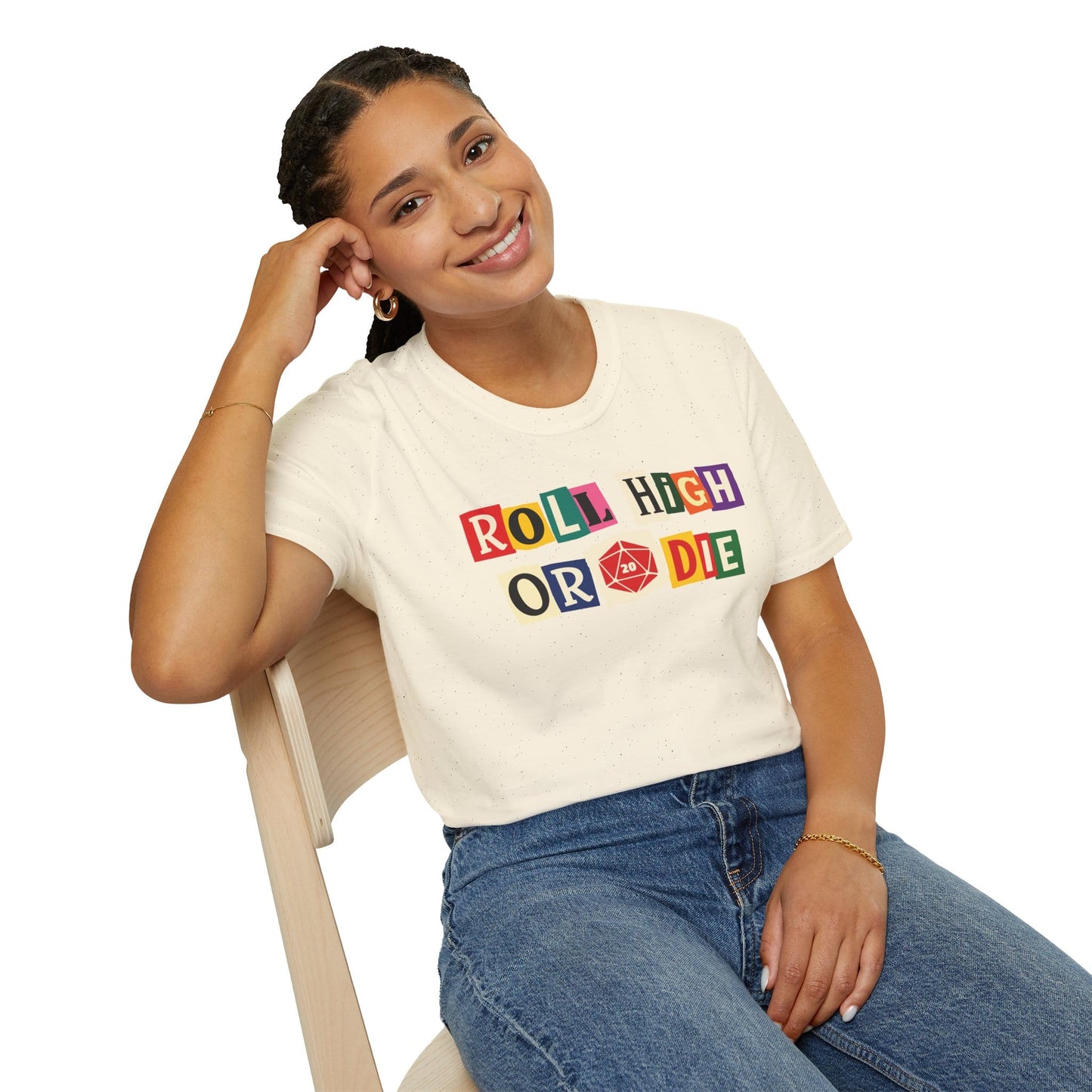Printify T-Shirt Roll High or Die Ransom Note T-Shirt