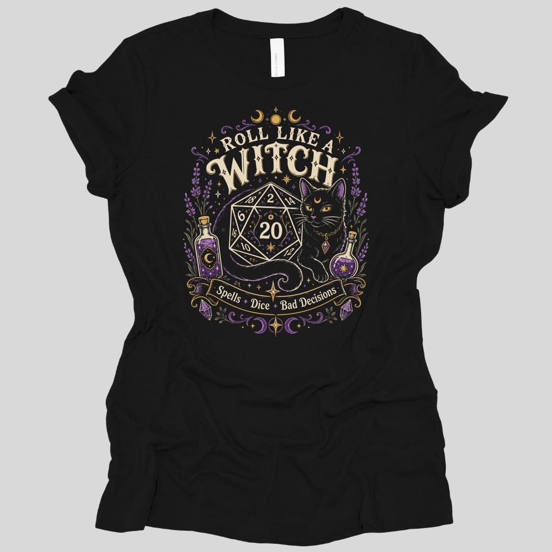 Printify T-Shirt Black / S Roll Like a Witch Women's T-shirt
