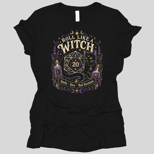 Printify T-Shirt Black / S Roll Like a Witch Women's T-shirt