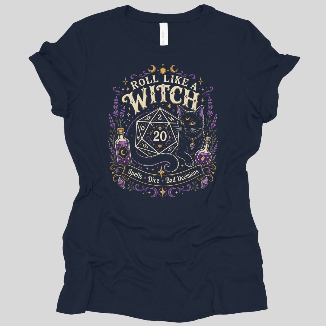 Printify T-Shirt Navy / S Roll Like a Witch Women's T-shirt