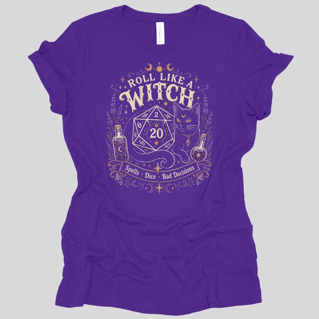 Printify T-Shirt Team Purple / M Roll Like a Witch Women's T-shirt