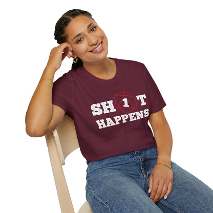Printify T-Shirt Sh*t Happens Crit Fail Funny D&D T-Shirt