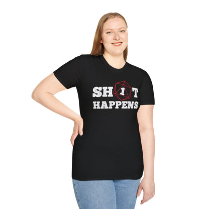 Printify T-Shirt Sh*t Happens Crit Fail Funny D&D T-Shirt