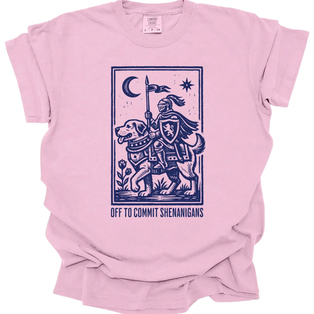 Printify T-Shirt Blossom / S Shenanigans Knight Dog T-shirt - Comfort Colors