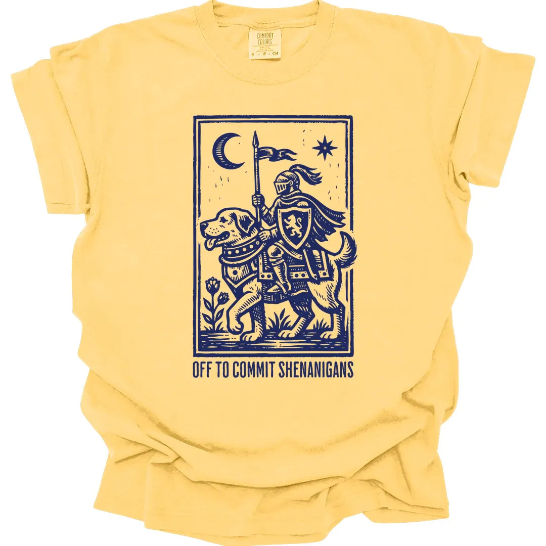 Printify T-Shirt Butter / S Shenanigans Knight Dog T-shirt - Comfort Colors