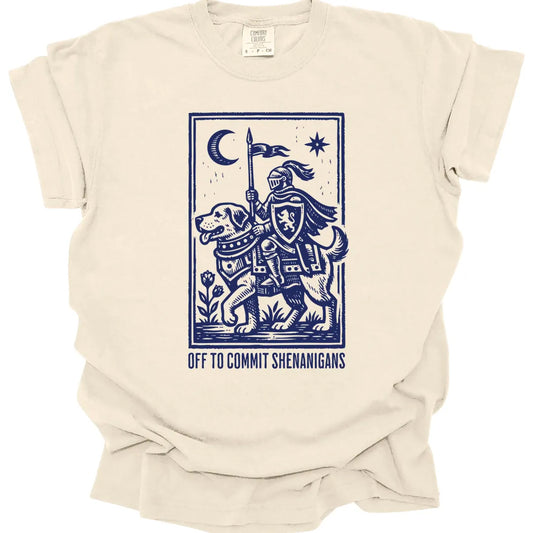 Printify T-Shirt Ivory / S Shenanigans Knight Dog T-shirt - Comfort Colors